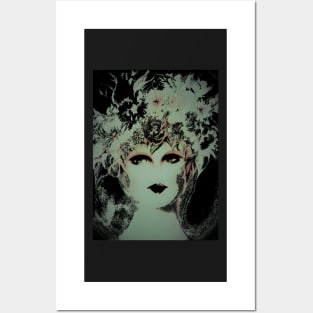 BLACK AND CREAM FLOWER GIRL,,,House of Harlequin Posters and Art